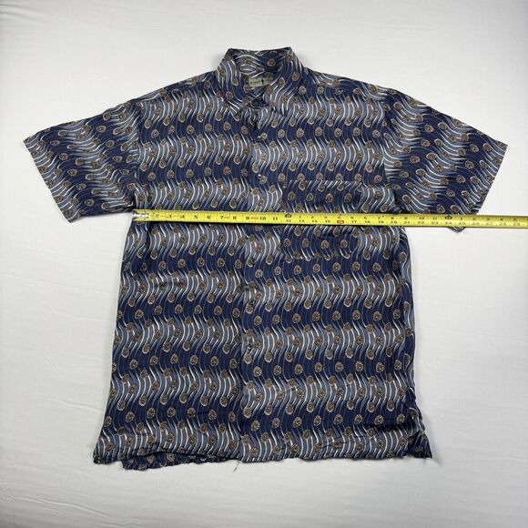 Vintage Robert Stock 100% Silk Floral Pattern Button Down Shirt Mens M - Picture 3 of 8